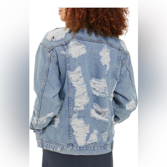 Top Shop Ripped Denim Jacket - Picture 3 of 5